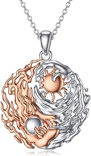 PELOVNY Red Blue Fox Flame Necklace for Women Sterling Silver Nature Fire Nation Pendant Jewelry Gift for Girlfriend Lover