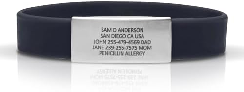 Lobster Claw Clasp Stainless Steel and Silicone Medical ID Bracelet, Rope Chain Design for Athletes, Travelers and Seniors by SPRINT