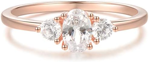 Sterling Silver 925 6x4mm 0.5 Carat Oval Cut 3-Stone Engagement Ring CZ Promise Women Bridal Wedding Ring