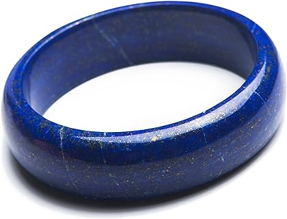 Deep Blue Natural Lapis Lazuli Gemstone Round Crystal Bangle Bracelet Inner Diameter 61mm