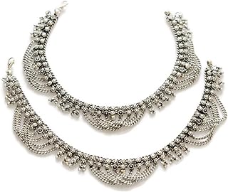 2 pc Anklets | Boho Barefoot Jewelry | Fine Solder Work Handmade | All Metal German Silver Non Tarnish | Indian Payal