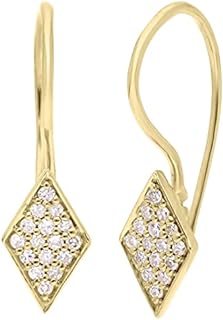 Square Wire Hook Diamond Earrings in 18k Yellow Gold over Silver with Natural Diamonds 1/6 Carat (F-G Color, SI1-SI2 Clarity) Fine Jewelry for Women Ideal Gifts for Birthday, Wedding