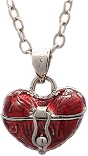 Heart Locket Pendant Necklace, Trendy Heart Shaped Box Pendant Necklace for Women Men Valentines Day Gift Jewelry Gift