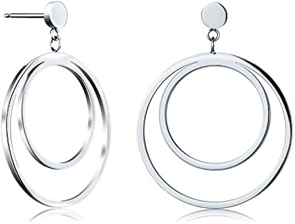 Gold/Silver Hoop Earrings for Women 18K Gold Plated Circle Dangle Earrings for Women Trendy Surgical Steel Titanium Hypoallergenic Earrings