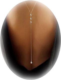 Back Necklace for Backless Dress Backdrop Necklace Body Chain Jewelry for Women Wedding Bridal Long Rhinestone Back Necklace Gold Jewelry for Women Summer Outfits 2024