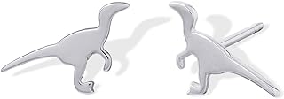 Sterling Silver Velociraptor Dinosaur Stud Earrings with Push-Back Design for Trendsetting Individuals, Handcrafted in Thailand