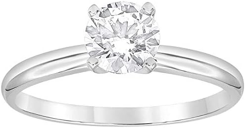 1/2 to 3.00 Carat Round Cut Solitaire Lab Grown Diamond Engagement Ring for Women (I-J, VS-SI) 14K White Gold Fine Jewelry | Gift Box Included