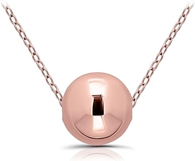 Hoops & Loops 925 Sterling Silver 10mm Polished Ball Bead Necklace for Women, Teen Girls, Men | Silver, Black, Yellow Gold & Rose Gold