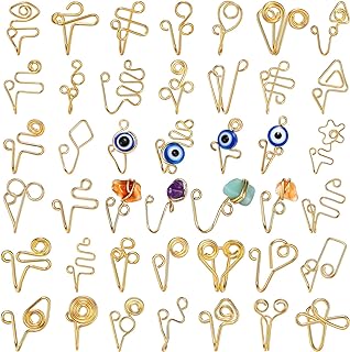 Yinkin 42 Pieces Multi Style Fake Nose Rings African Nose Cuff Nose Cuffs for Non Pierced Nose Faux Women's Nose Cuffs Gold, Evil Eye, Crystal, Cute Nose Jewelry Clip for Women Men Girl