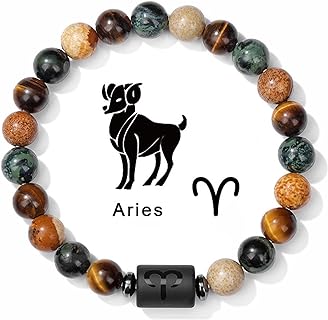 Blessing Beads Bracelet with Lobster Claw Clasp and Alloy Gems, Zodiac-Themed Natural Stone Bead Bracelet for Men and Women - Ideal Birthday Gift