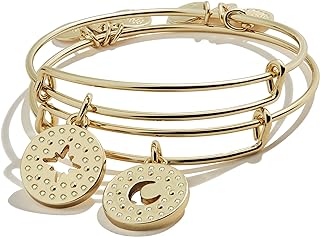 Slide Clasp Star Charm Bracelet with Box Chain for Women, Best Friends Inspired Design, Set of 2 Expandable Bangles, Copper Material