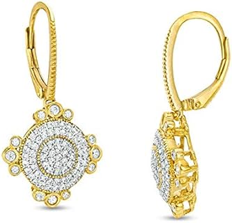 0.80 CT Round Cut Created Diamond Vintage Drop Earrings 14k Yellow Gold Finish