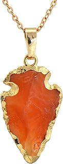 Natural Crystal Gemstone Rock Healing Crystal Arrow Shape Pendant Necklace