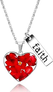 Uloveido Heart Pendant Necklace with Simulated Coral, Turquoise, Golden Sandstone, & Lobster Clasp, Ideal for Women, Heart Design