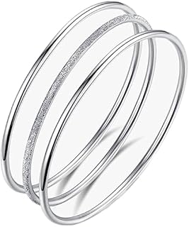 Classic Adjustable Sterling Silver Cuff Bangle Bracelets for Women - Ideal Mother's Day and Valentine's Day Gift