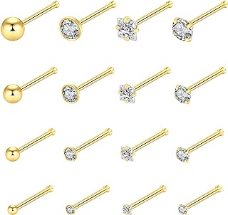 16pcs 20g Stainless Steel Nose Stud for Women 20g Nose Ring Surgical Steel for Men Body Piercing Jewelry