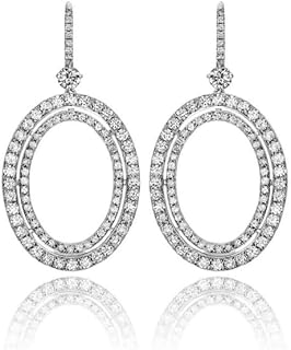 3 Carat Oval Cut Simulated Diamond Hoop Earrings with Push Back Feature for Women, Designed in 14K White Gold Finish Over 925 Sterling Silver