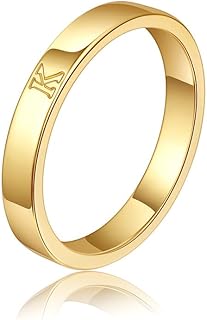 WFYOU 18K Gold Filled Initial Rings for Women Girls that Don't Tarnish Dainty Gold Initial Ring Alphabet Letter Rings Wedding Bands Stackable Thin Thumb Pinky Finger Rings Gold Jewelry Gifts for Women