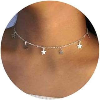 Gold Star Choker Necklace Silver Star Necklace for Women Dainty Choker Necklace Silver Gold Choker Necklaces