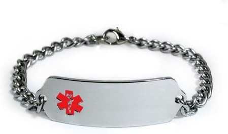 WARFARIN Medical ID Alert Bracelet with Embossed emblem from stainless steel. Style: Classic wide, premium series.
