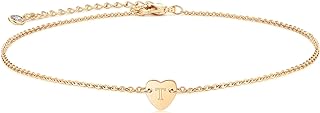 MEVECCO Gold Heart Initial Necklace 18K Gold Plated Handmade Letter Heart Choker Necklace for Women Minimalist Personalized Alphabet Necklaces Jewelry for Her