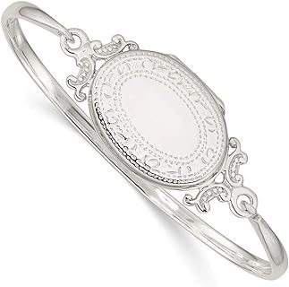 Sterling Silver Engravable Bangle Bracelet with Secure Clasp, Ideal Jewelry Gift for Women, Polished Flat-Back Design for Holding Photos