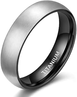 TIGRADE 4mm 6mm 8mm Titanium Ring Brushed Dome Silver Wedding Band Comfort Fit Size 4-14.5