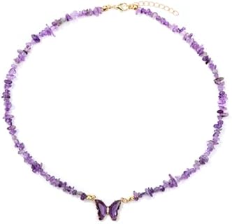 Bohemian Crystal Butterfly Necklaces Stress Relief Anxiety Yoga Pendant,Healing Natural Stone Mantra Choker for Women Teen Girls Friendship Birthday Mothers Day Gift Summer Beach Jewelry