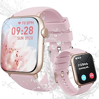 スマートウォッチ レディース 2024新登場モデル、通話機能と大画面1.85インチ搭載、カロリートラッカーを備えたピンク腕時計、彼女や母へのプレゼントに最適な選択。