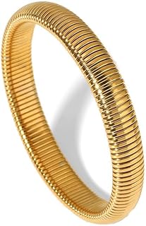 Flexible Wide Gold Wristband Bangle Bracelets for Women 14K Real Gold Filled Stainless Steel Bracelet Trendy Jewelry