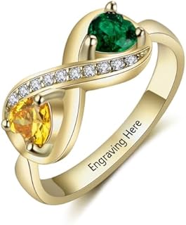 March Birthstone Wedding Rings with Cubic Zirconia Accents for Women - Personalized Golden Blocaci Wedding Rings