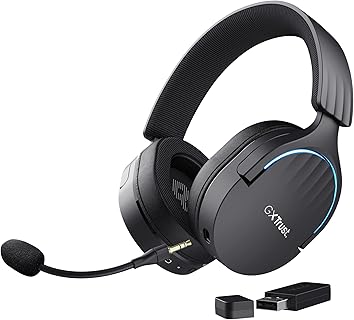 Trust Gaming GXT 491 Fayzo Kabelloses Gaming Headset mit 7.1 Surround Sound und RGB-Beleuchtung, 22 Stunden Akkulaufzeit und Nachhaltigkeit aus 85% Recyclingkunststoff, Schwarz