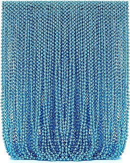 Mardi Gras Beads Necklaces Metallic Bead Necklaces Bulk Beads Necklaces Party Round Beaded Necklaces for Mardi Gras Party, Dress up Party Favors, 31.5''