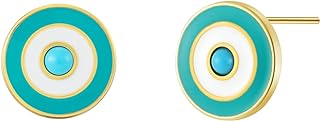 Turquoise Classic Evil Eye Stud Earrings Jewelry with Gold & 925 Sterling Silver Back Posts
