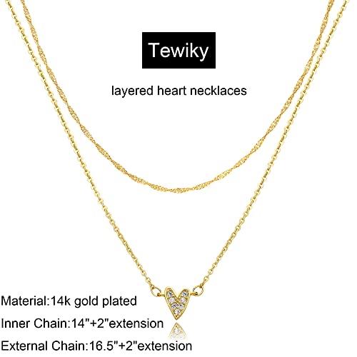 Cute Heart Necklace Tiny 14k Gold Heart Pendant Choker Necklaces Small Gold Love Open Heart Chain Necklace for Women Dainty Gold Necklace Gifts for Her