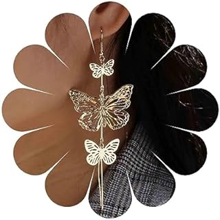 Vintage Butterfly Dangle Earrings Gold Long Butterfly Tassel Earrings Metal Butterfly Earrings Long Butterfly Charm Earrings Jewelry for Women and Girls