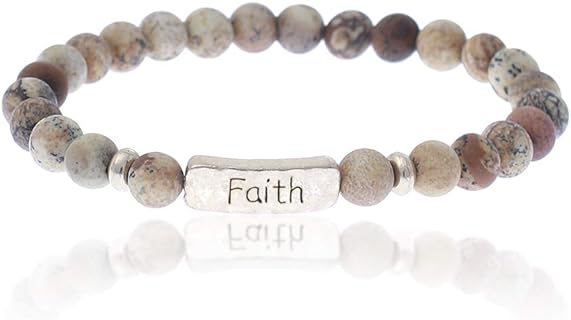 NTLX Inspirational Bracelets for Women – Faith Bracelet – Natural Stone Stretch Message Bracelet – Gift Box Included - Great Gift