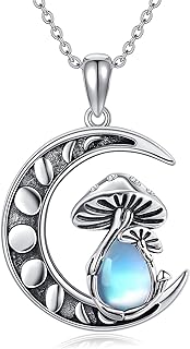 Sterling Silver Box Chain Mushroom Pendant Necklace with Spiritual Symbolism - Ideal Mothers Day Gift for Women