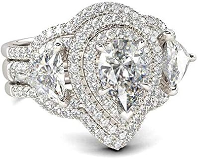 Jeulia Double Halo Oval Engagement Ring Sterling Silver Cubic Zirconia Engagement Ring Set Simulated Diamond Wedding Bridal Sets with Side Stones Promise Gift