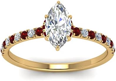 Choose Your Gemstone Marquise Shape 14k Yellow Gold Plated Halo Engagement Rings Hidden Halo Petite Diamond CZ Ring Lightweight Office Wear Gift Jewelry for Women : US Size Size 4 TO 12