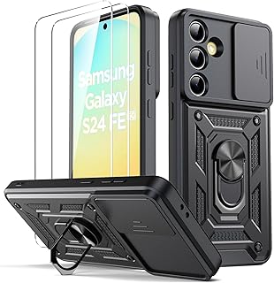 Oududianzi Funda para Samsung Galaxy S24 FE con Protector de Cámara Deslizante y Soporte Giratorio de 360°, Silicona Antigolpes para Adultos - Ideal para Protección Completa y Uso Diario