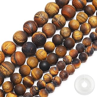 AUREHEN Matte Classic Tiger Eye Round Beads in Stone - 8MM Healing Energy Stones Perfect for Jewelry Making with Stretch Beading Cord