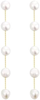 14k Gold/Silver Plated Pearl Drop Dangle Earrings for Women Long Chain Tassel Earrings Statement for Bridal Wedding
