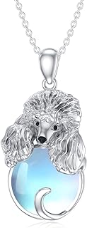 Dog Necklace for Women 925 Sterling Silver Moonstone Dog Pendant Pooch Necklace for Girls Jewelry Memorial Gifts for Dog Lovers