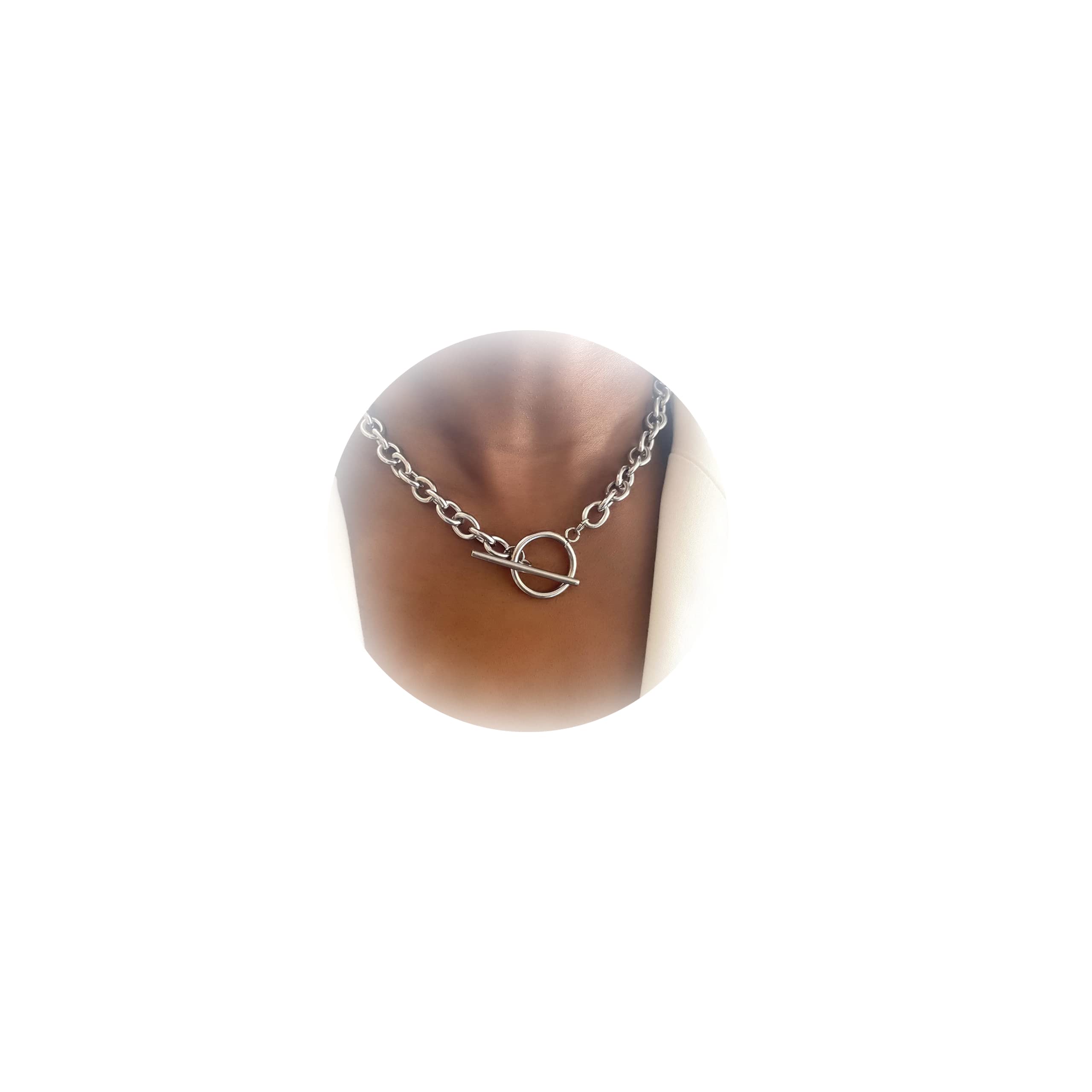 Harry and Henry Chunky Gold Toggle Necklace Trendy Silver Cuban Link Chain Choker Toggle Bar Clasp Necklaces for Women Chunky Statement Necklaces Jewelry Gifts for Teen Girls