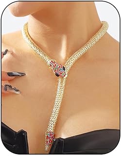 CSIYANJRY99 Snake Choker Necklace Retro Adjustable Punk Snake Choker Design Full Rhinestone Medusa Necklace Hollween Jewelry Statement Fashion Jewelry for Women Girls