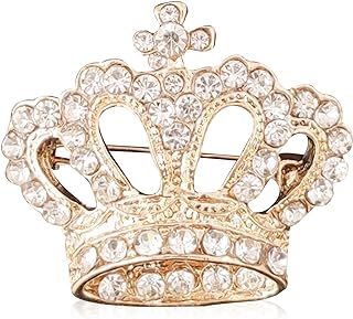 YUNXI King Queen Royal Crown Brooch For Women Men Fashion Gold Silver Rhinestones Crystal Brooches Pin Wedding Party Banquet Birthday