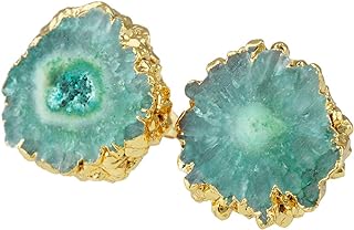 Nupuyai Druzy Crystal Quartz Geode Stud Earrings for Women, Stone Earrings for Girls
