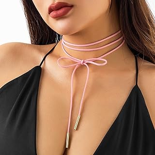 Gothic Bow-knot Velvet Choker Necklace Sexy Long Wrap Rope Collar Tie Neck Chain with Silver Gold Pendant Boho Party Neck Accessories for Women and Girls