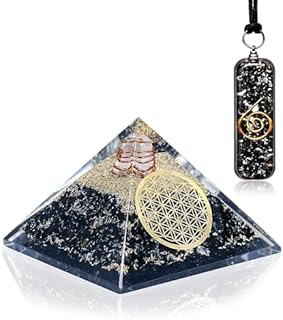 Orgone Pyramid - October Birthstone Black Tourmaline Necklace Protection Spiritual Challenges - Positive Orgone Generator Crystal Pyramid- Orgonite Pyramid Useful for Cell Phone Laptop Negative Energy